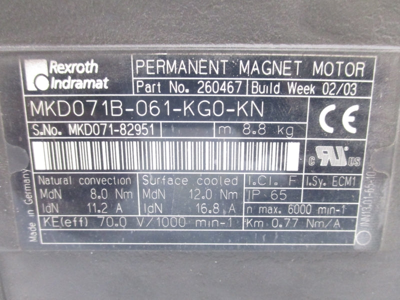 REXROTH MKD071B-061-KG0-KN 260467 70.0V NSNP
