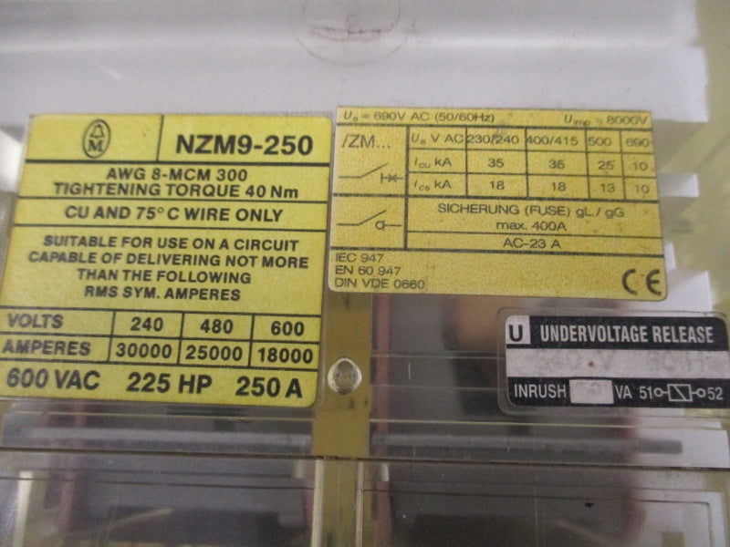 MOELLER NZM9-250 ZM9-160-CNA 600VAC 1000-2000A UNMP