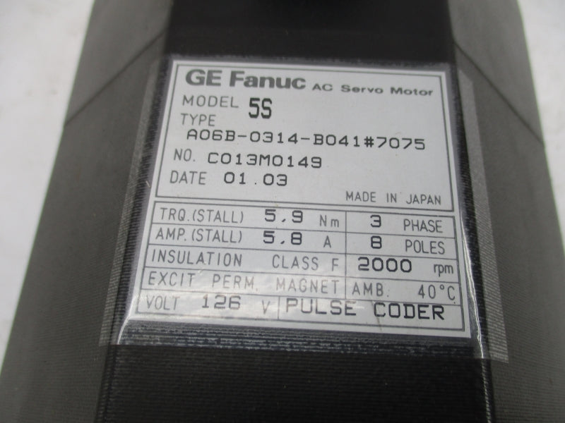 GE FANUC A06B-0314-B041#7075 126V 5.8A NSNP
