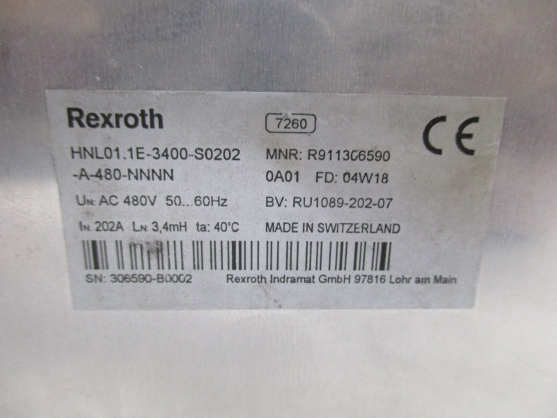REXROTH HNL01.1E-3400-S0202-A-480-NNNN R911306590 480VAC 202A NSNP