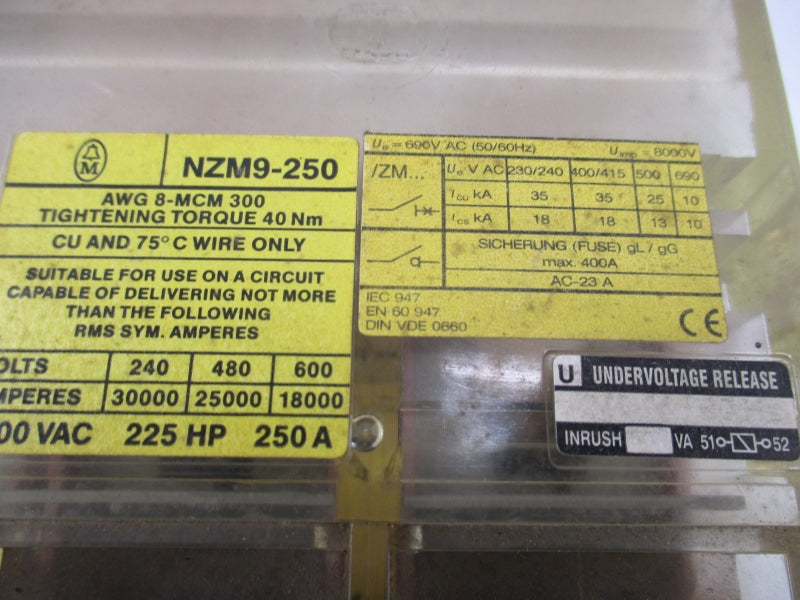 MOELLER ZM9-200-CNA NZM9-250 600VAC 160-200A UNMP
