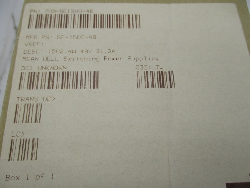 MEAN WELL SE-1500-48 200-240VAC 17.5A NSMP