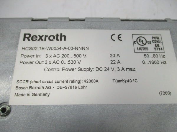 REXROTH HCS02.1E-W0054-A-03-NNNN 500V 20A NSMP