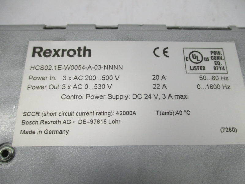 REXROTH HCS02.1E-W0054-A-03-NNNN 500V 20A NSMP