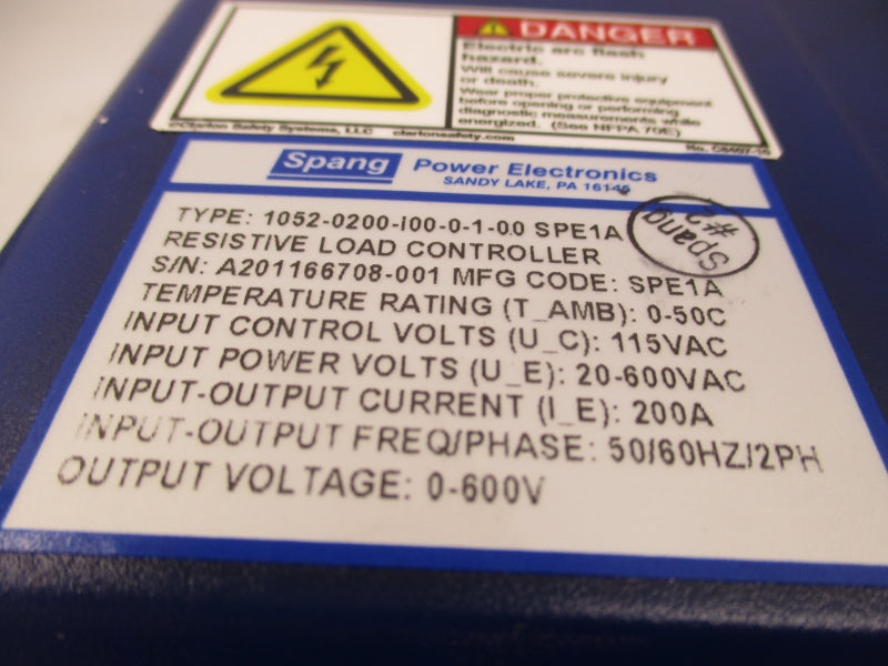 SPANG 1052-0200-100-0-1-00 SPE1A 20-600VAC 200A (AS PICTURED) NSNP