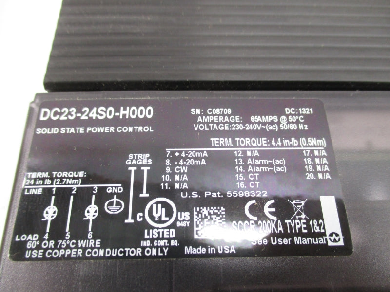 WATLOW DC23-24S0-H000 230-240VAC 65A NSMP