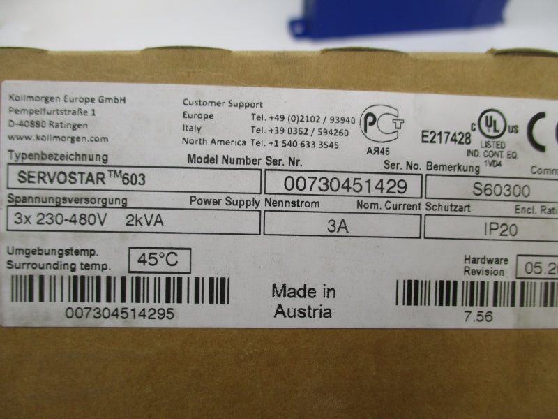 KOLLMORGEN S60300 230-480V 3A NSMP