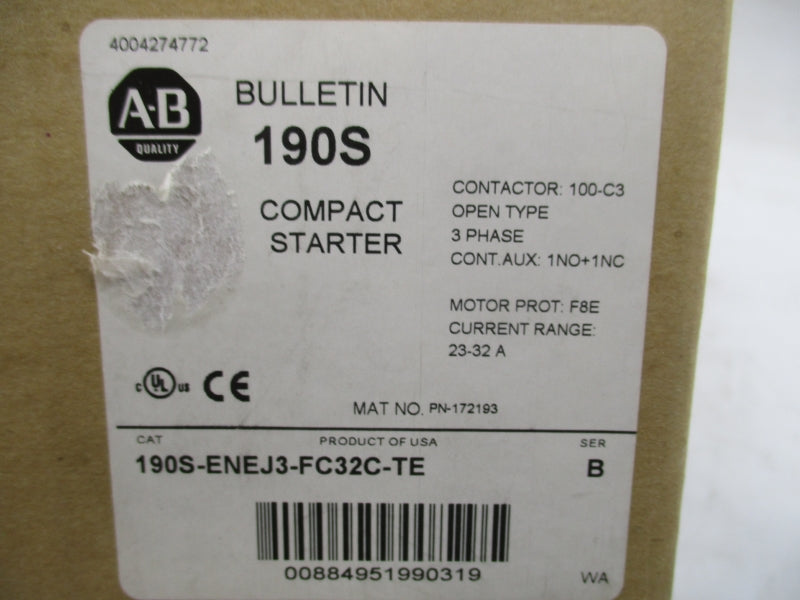 ALLEN BRADLEY 190S-ENEJ3-FC32C-TE SER. B 24VDC 23-32A (BR/WH) NSMP