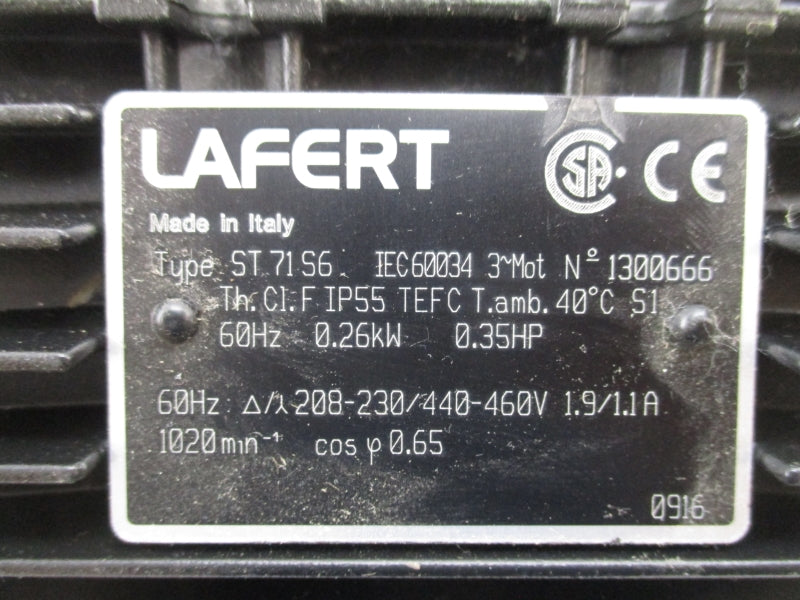 LAFERT ST71S6 1300666 208-230/440-460V 1.9-1.1A NSMP