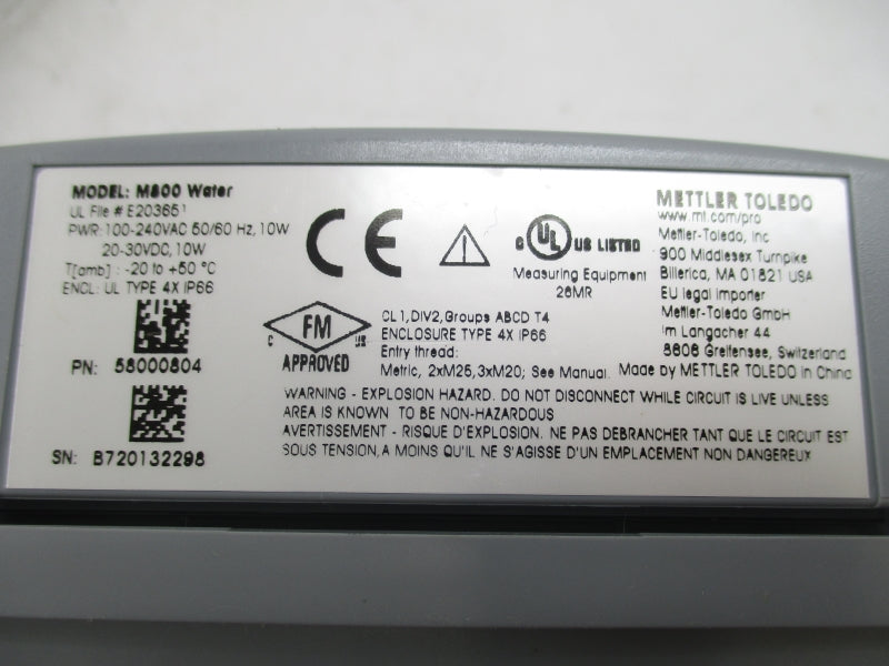 METTLER TOLEDO 58000804 M800 100-240V 2.0A NSMP