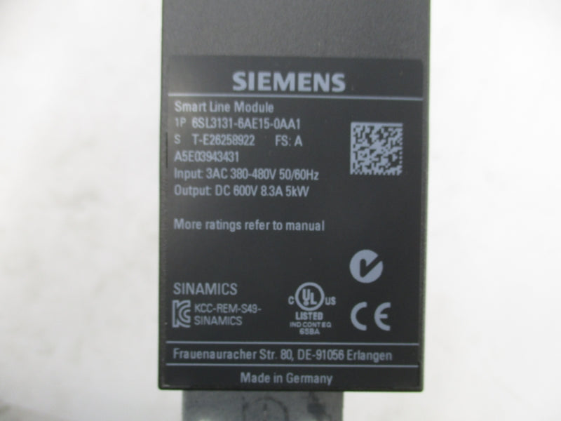 SIEMENS 6SL3131-6AE15-0AA1 380-480V 8.3A NSMP