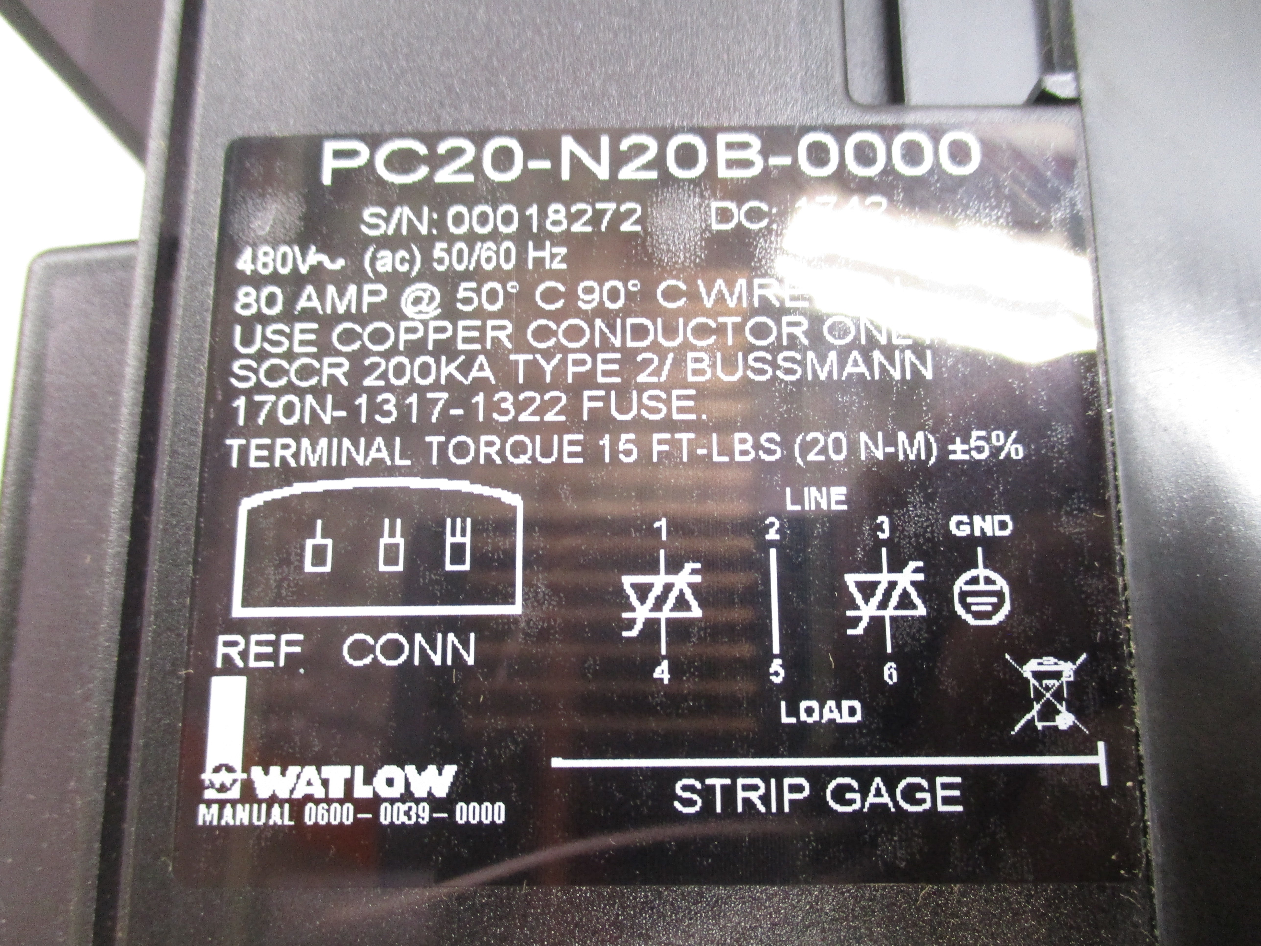 WATLOW PC20-N20B-0000 480VAC 80A NSMP