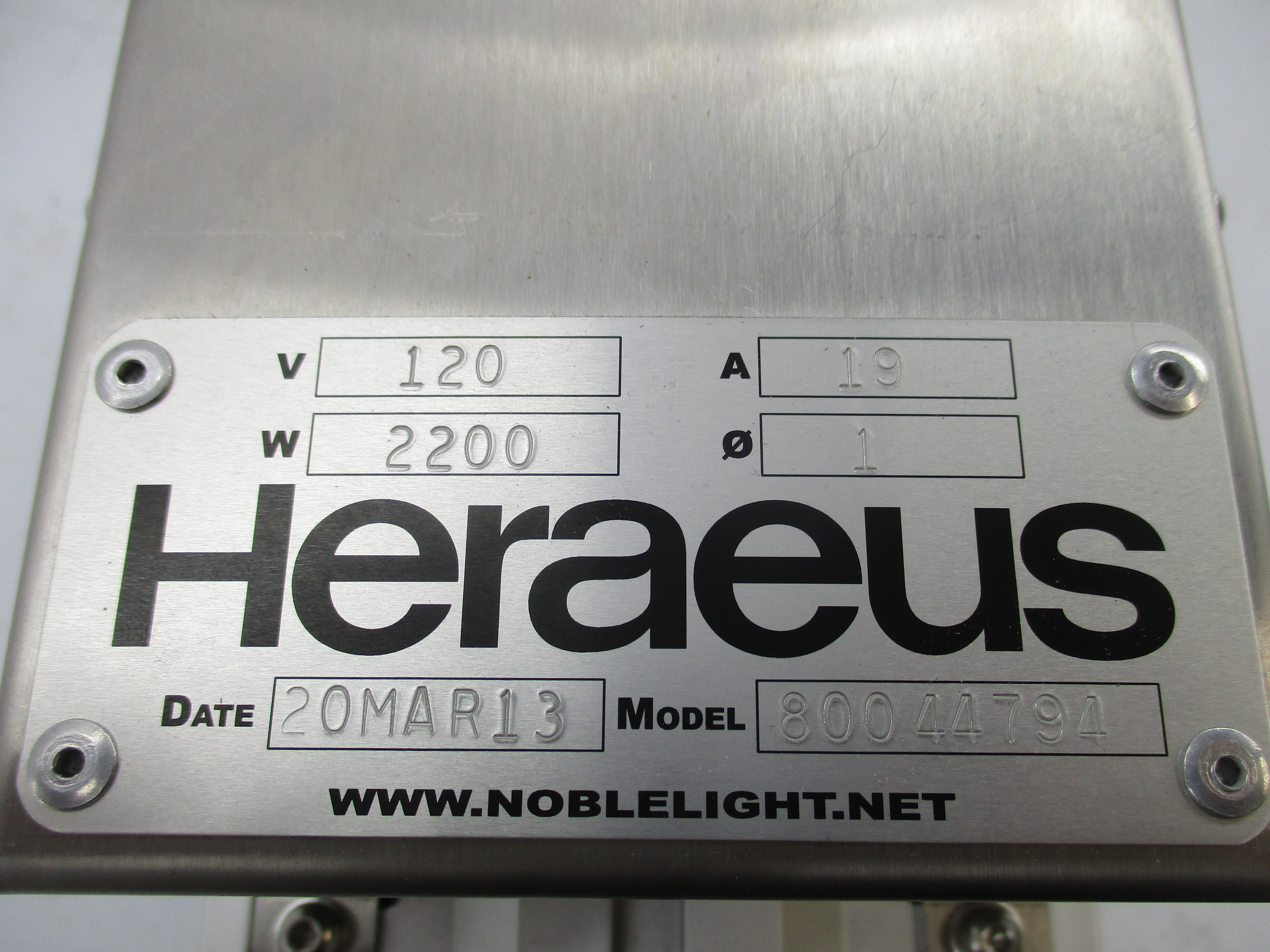HERAEUS 80044794 120V 19A NSNP