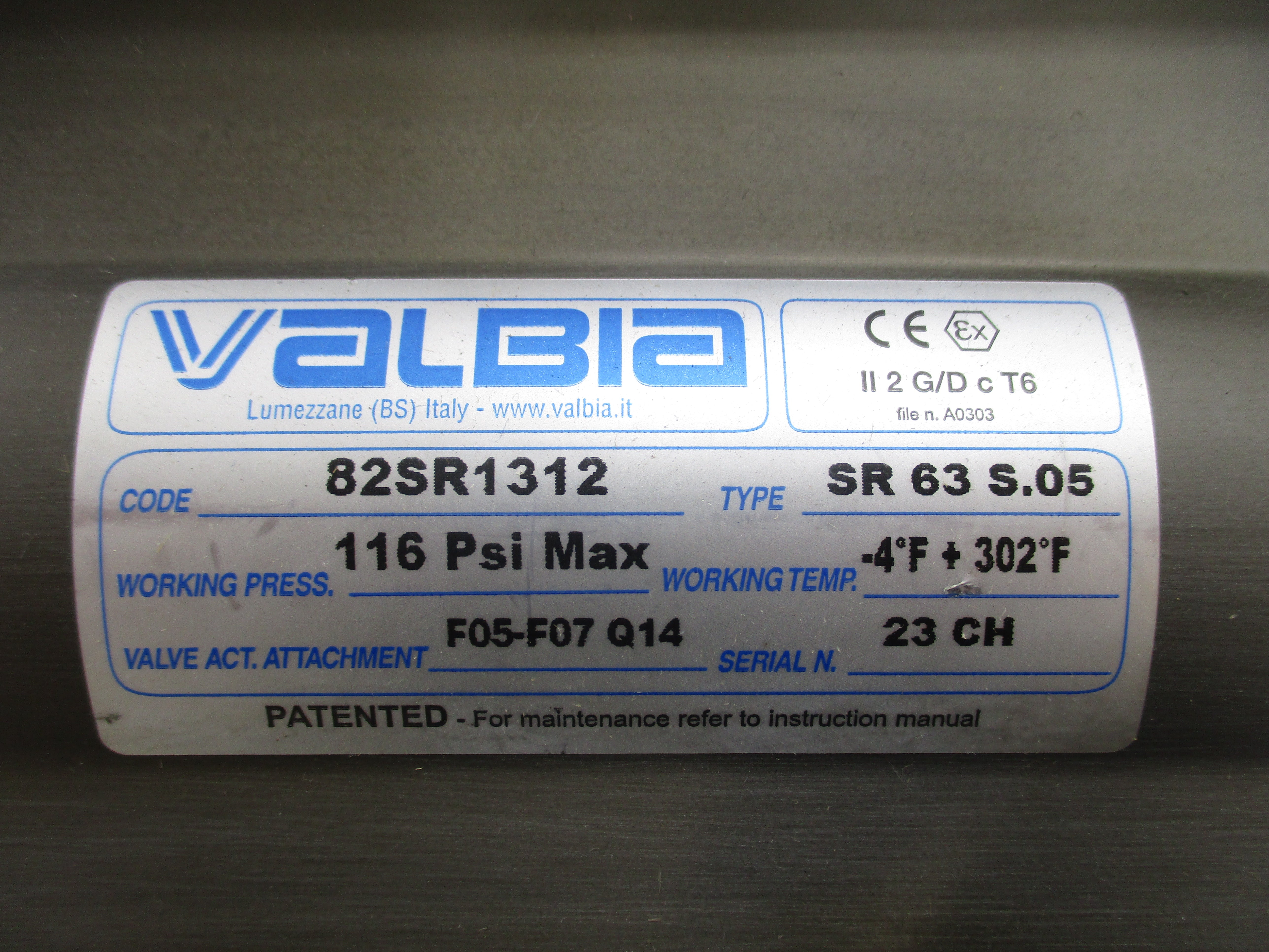 VALBIA SR63S.05 82SR1312 ENP-B 116PSI NSNP