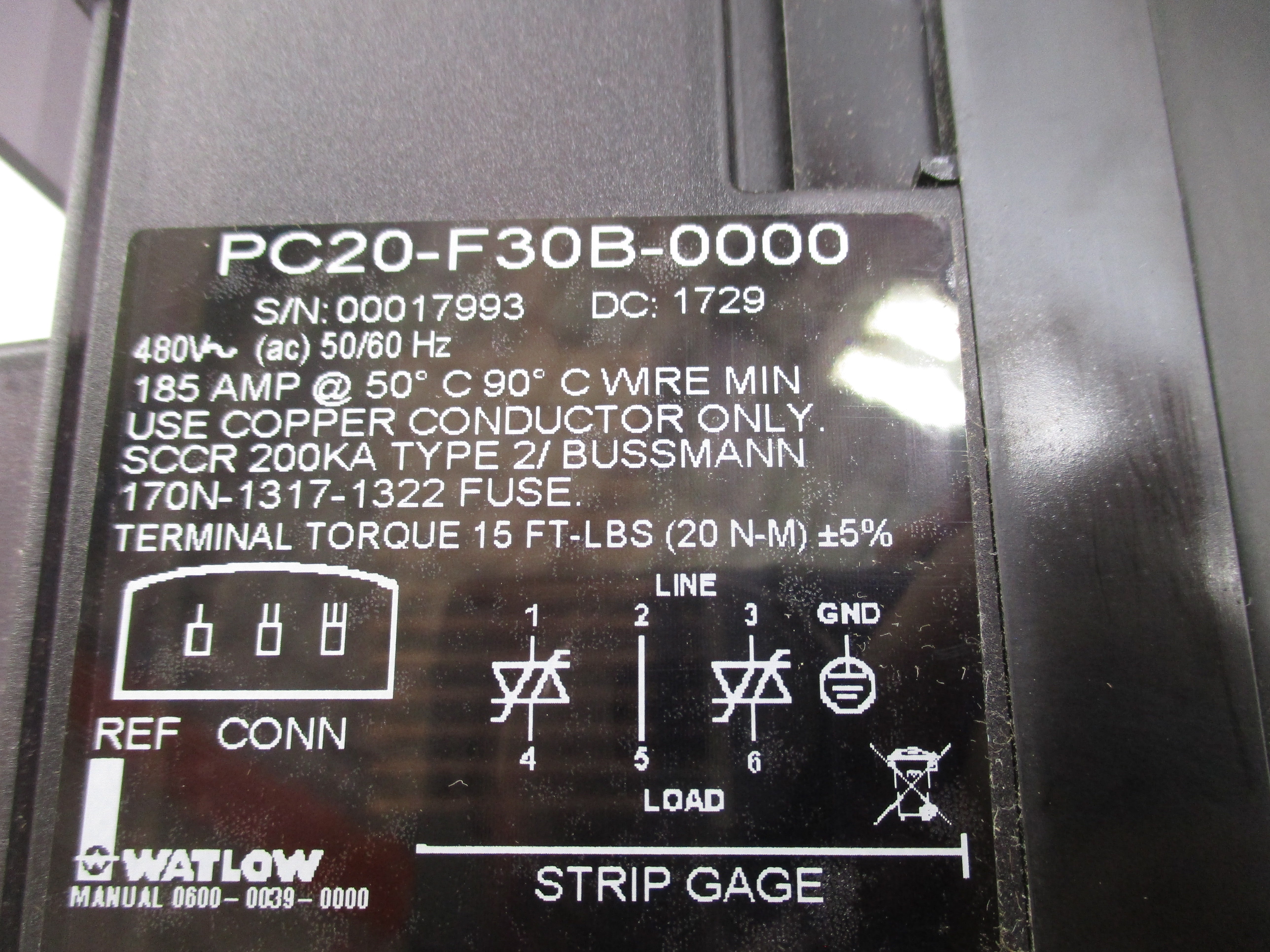 WATLOW PC20-F30B-0000 480VAC 185A NSNP