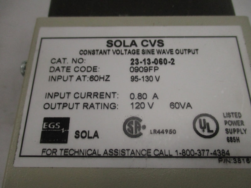 SOLA 23-13-060-2 95-130V 0.80A NSMP