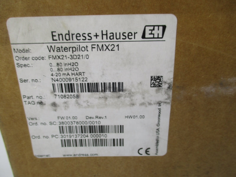 ENDRESS+HAUSER FMX21-3D21/0 F/W 01.00 10.5-35VDC REV. 1 NSMP