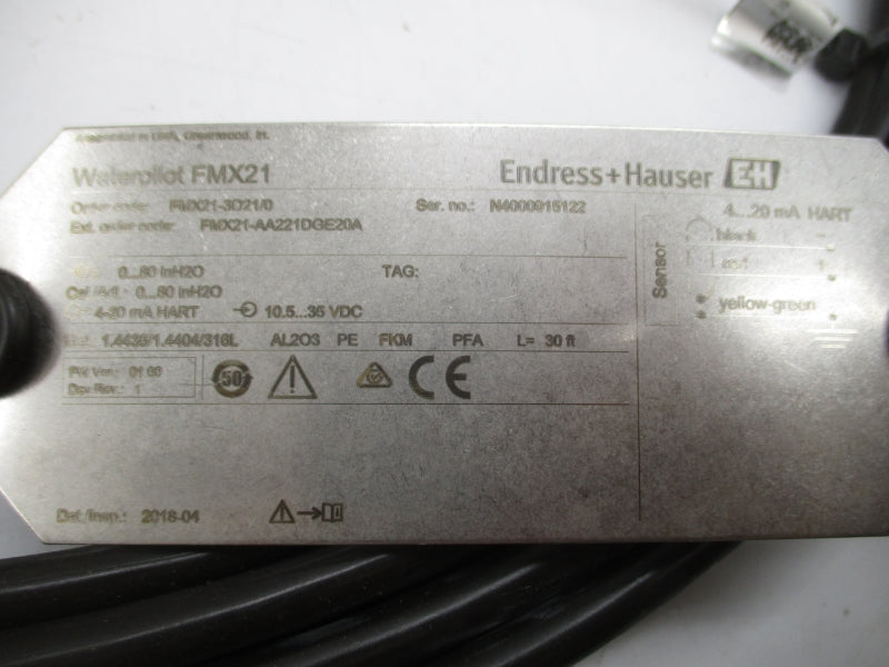 ENDRESS+HAUSER FMX21-3D21/0 F/W 01.00 10.5-35VDC REV. 1 NSMP