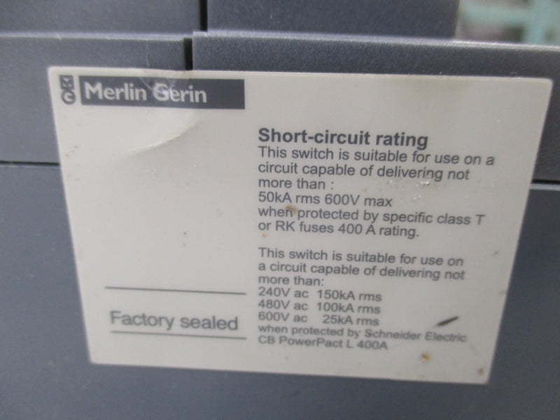 SCHNEIDER ELECTRIC INSJ400-250A 31118 600VAC 250A UNMP