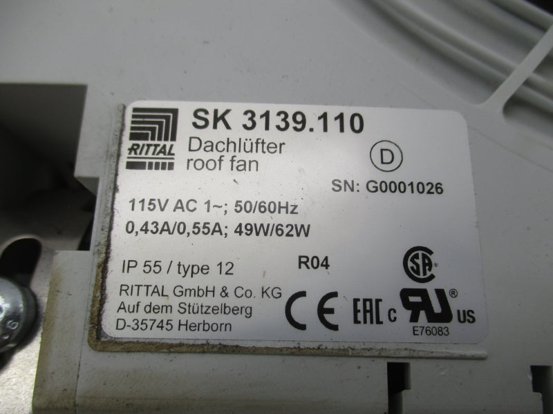 RITTAL SK3139.110 115VAC 0.43/0.55A NSNP