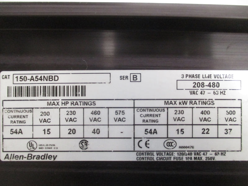 ALLEN BRADLEY 150-A54NBD SER. B 600VAC 54A NSMP