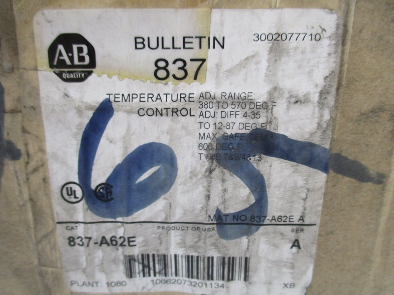 ALLEN BRADLEY 837-A62E SER. A 24-250VAC (BR/WH) NSMP