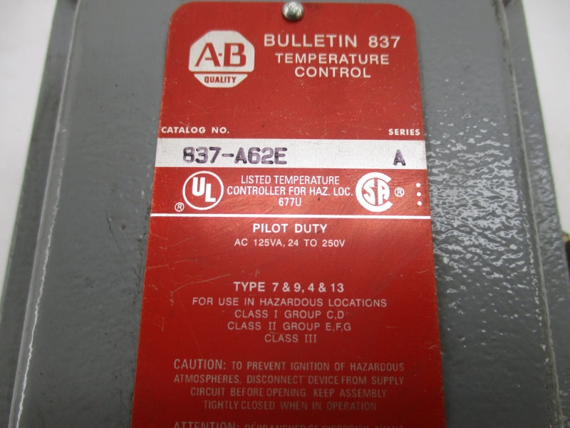 ALLEN BRADLEY 837-A62E SER. A 24-250VAC (BR/WH) NSMP