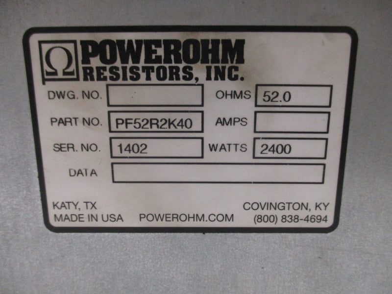 POWEROHM RESISTORS PF52R2K40 NSNP