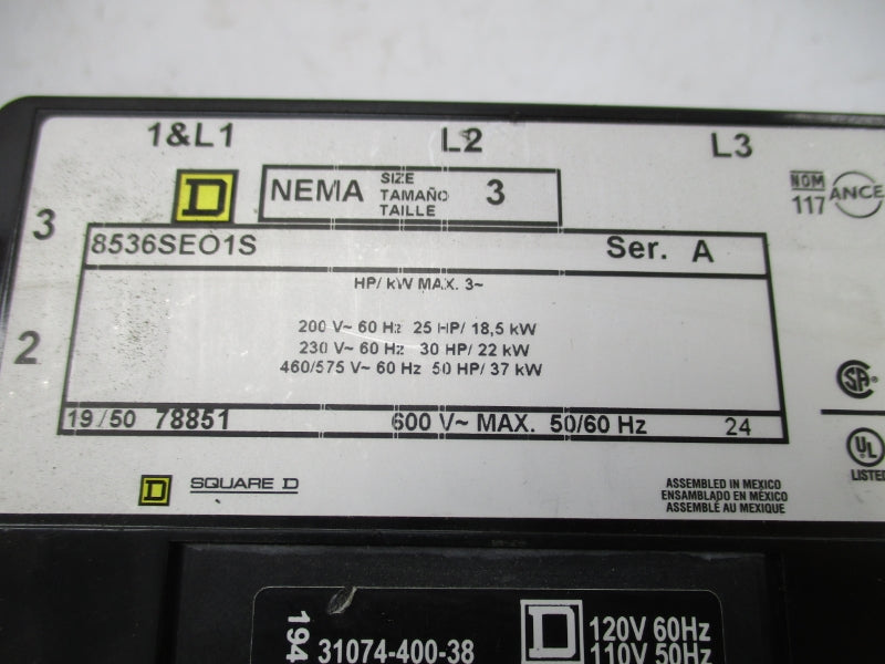 SQUARE D 8536SEO1V02S SER. A 110/120V (AS PICTURED) NSNP