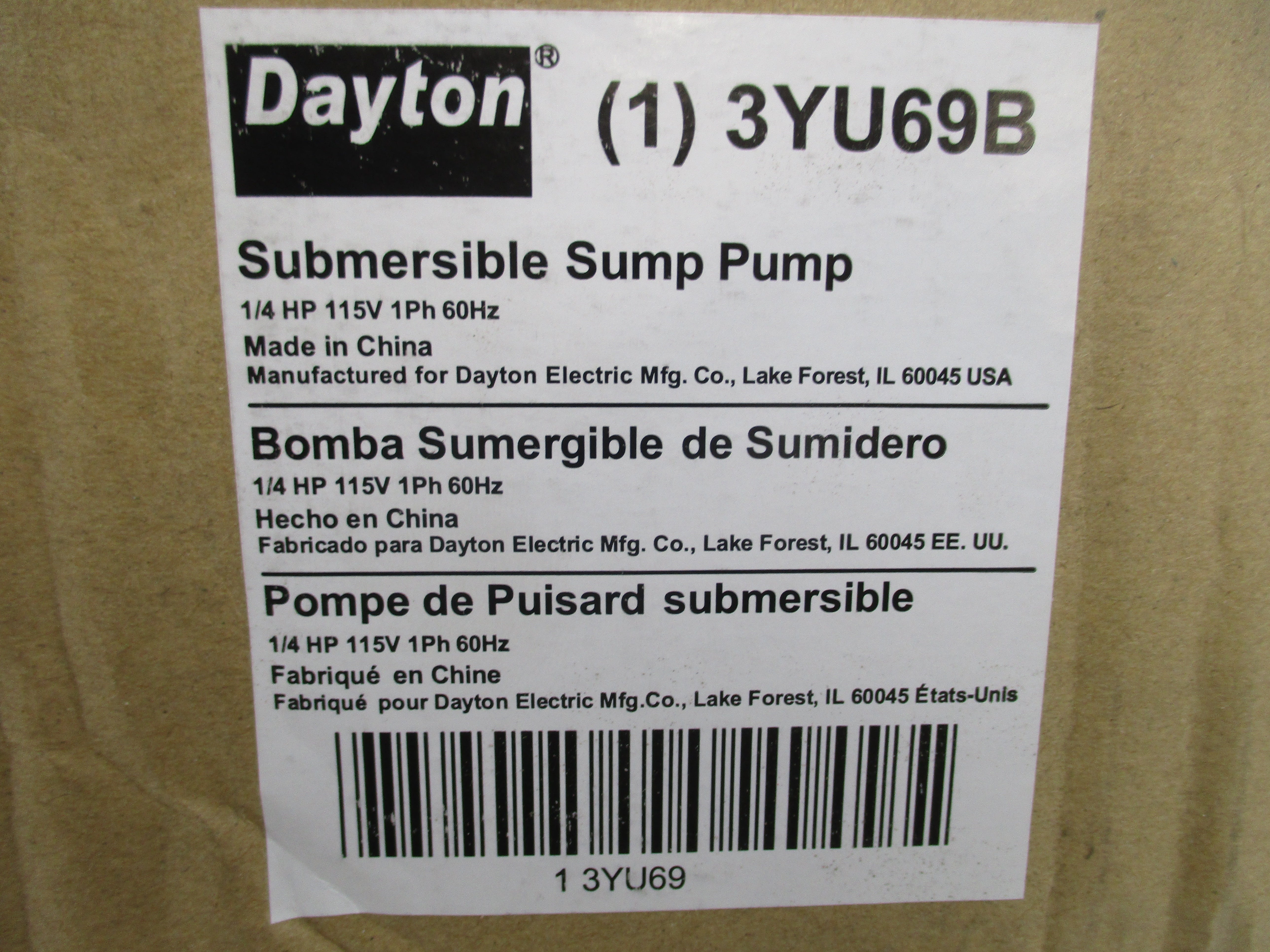 DAYTON 3YU69B 115V 2.6A NSMP
