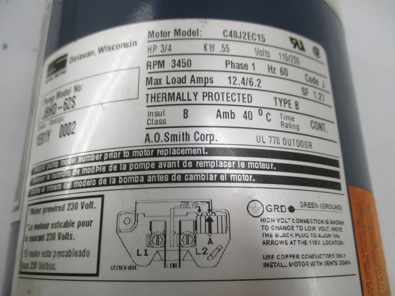 STA-RITE JBHD-62S 115/230V 12.4/6.2A NSNP