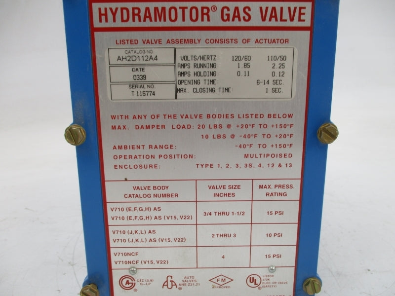 ASCO AH2D112A4 110/120V 1.85/2.25A NSNP