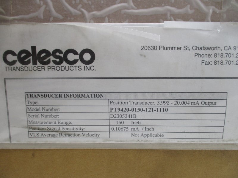 CELESCO PT9420-0150-121-1110 8-40VDC NSMP