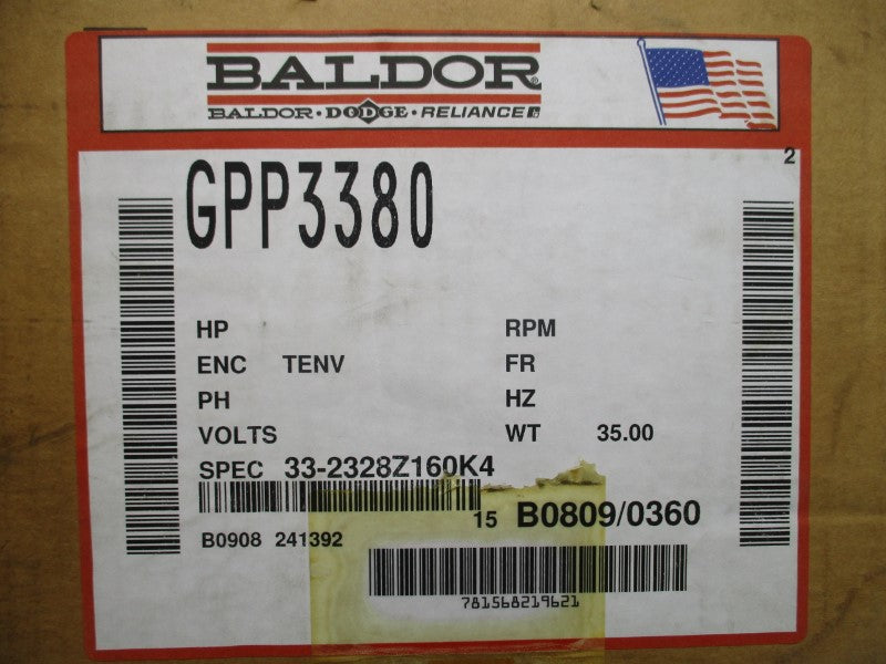 BALDOR GPP3380 33-2328Z160K4 180V 2.4A NSMP