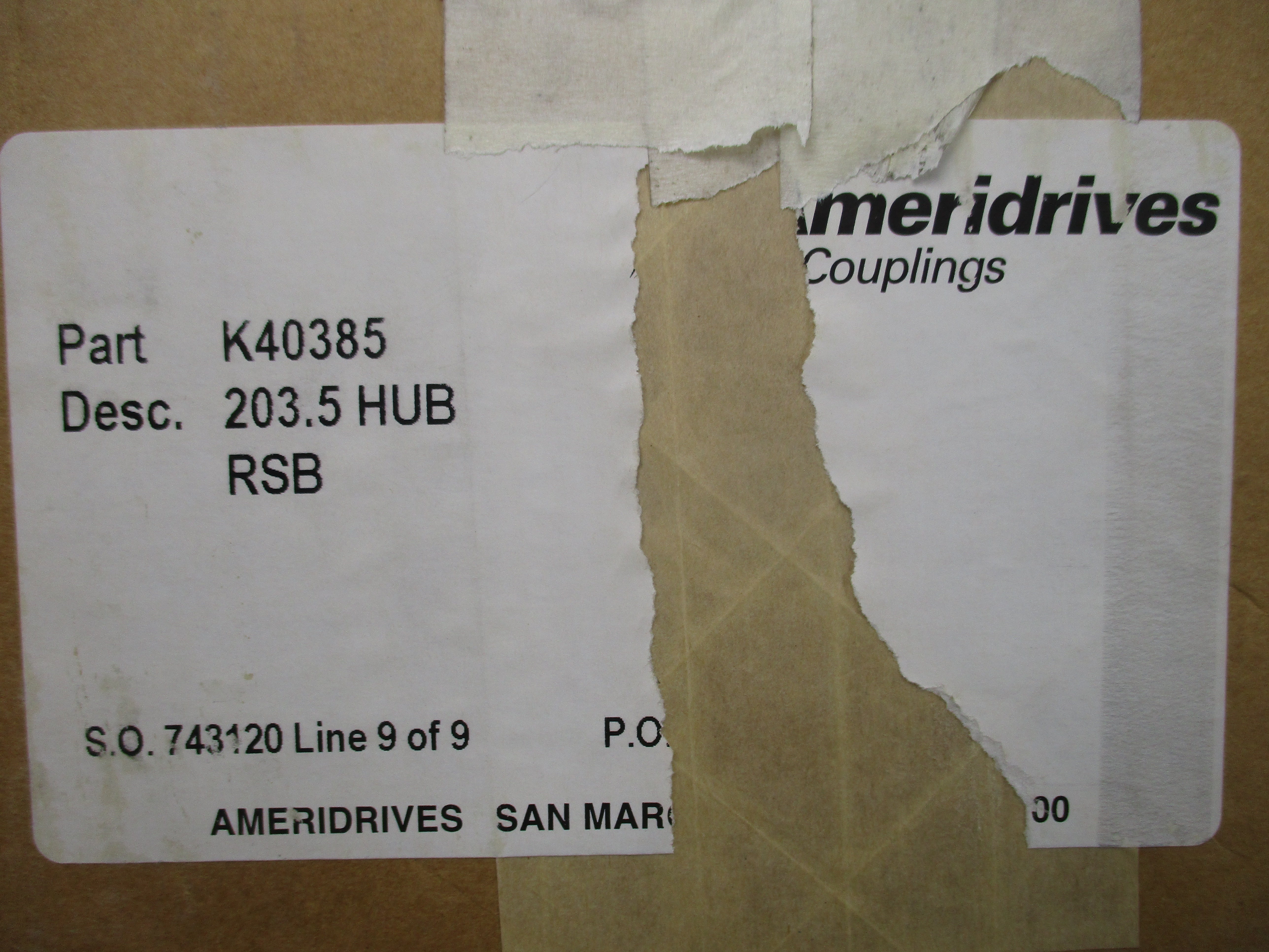 AMERIDRIVES COUPLINGS K40385 203.5HUB NSMP