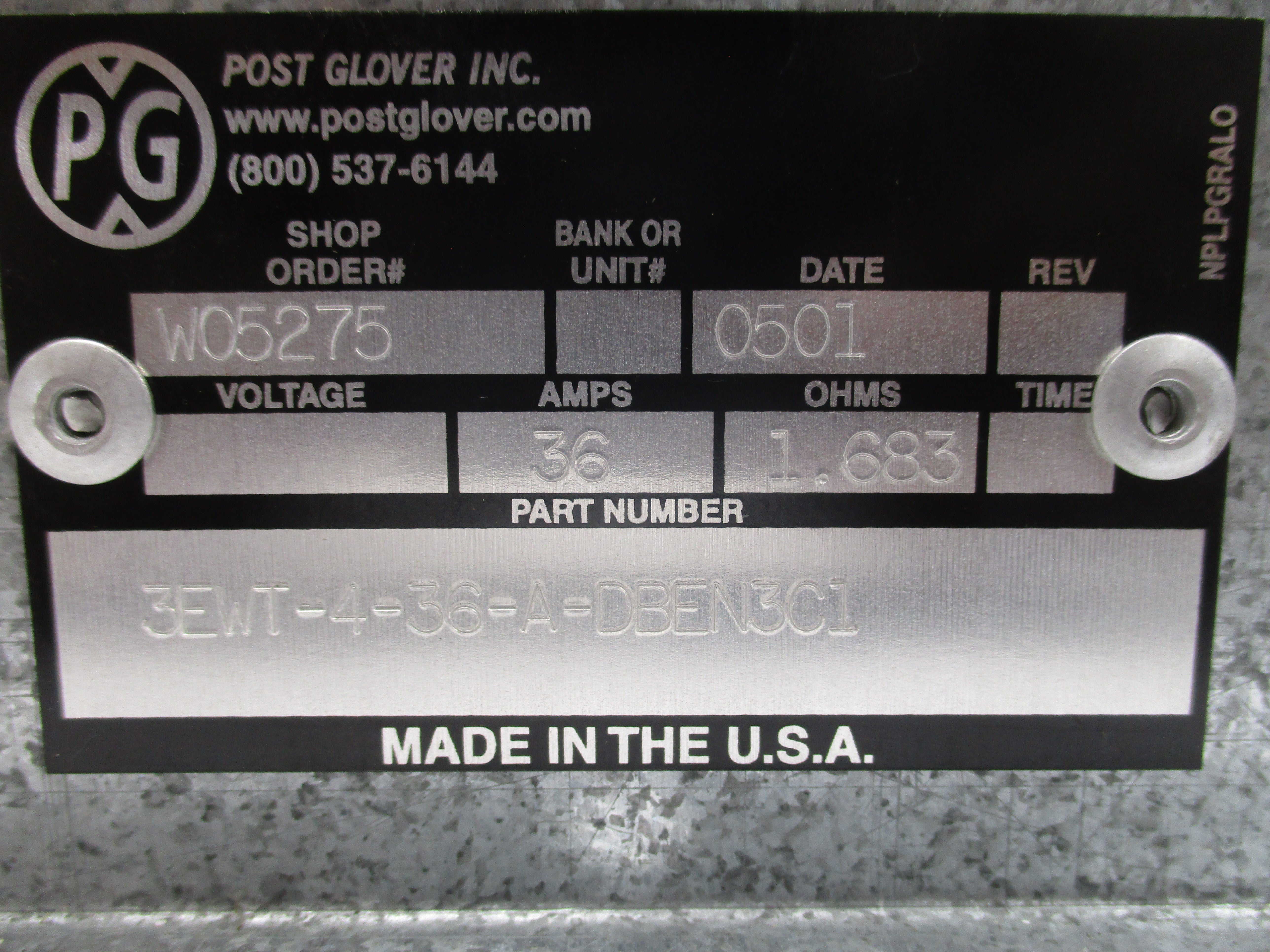 POST GLOVER 3EWT-4-36-A-DBEN3C1 36A NSNP
