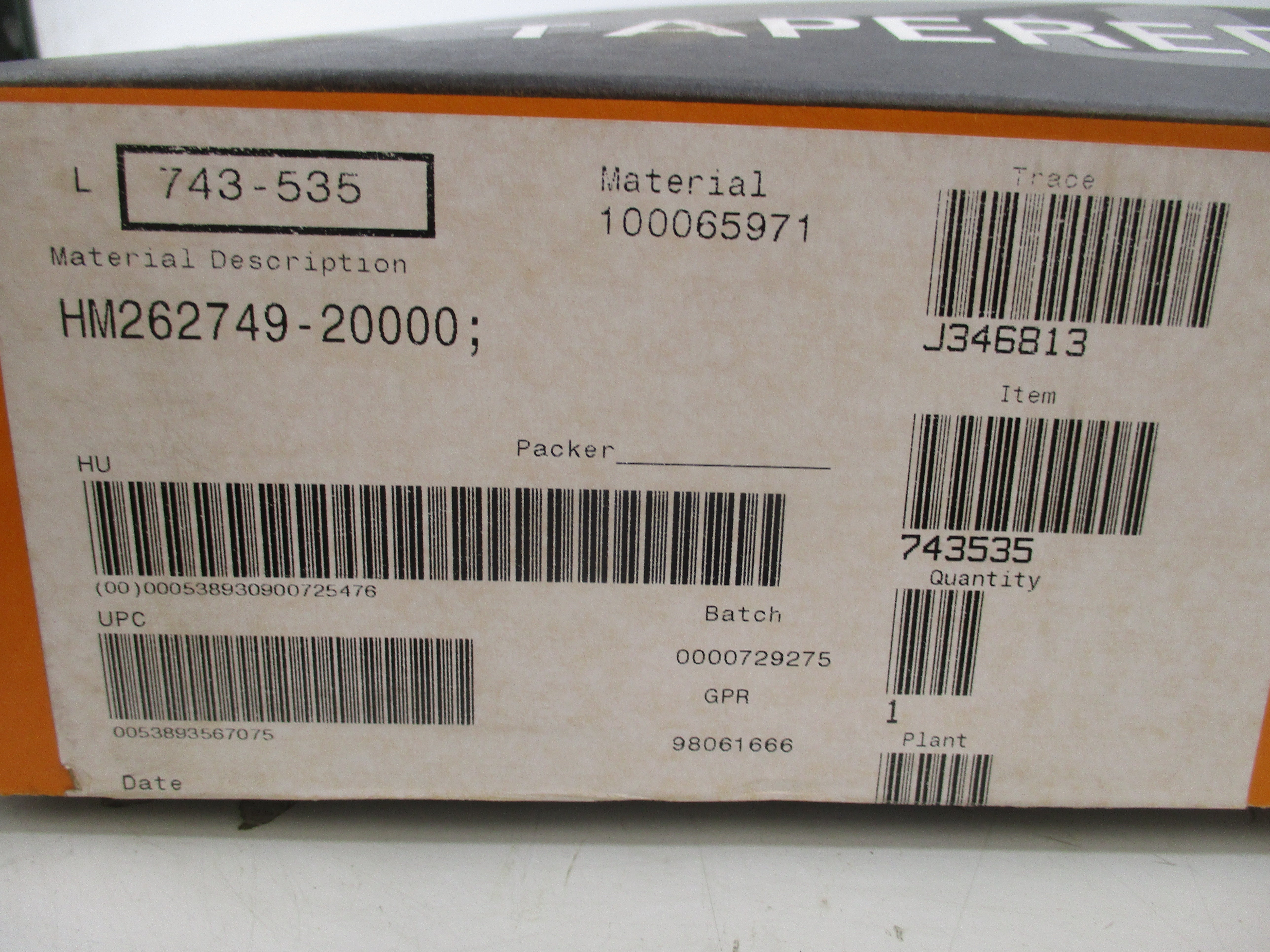 TIMKEN HM262749-20000 NSMP
