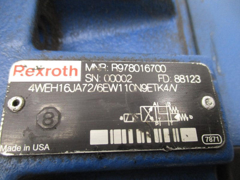 REXROTH 4WEH16JA72/6EW110N9ETK4/V R978016700 110/120V NSNP