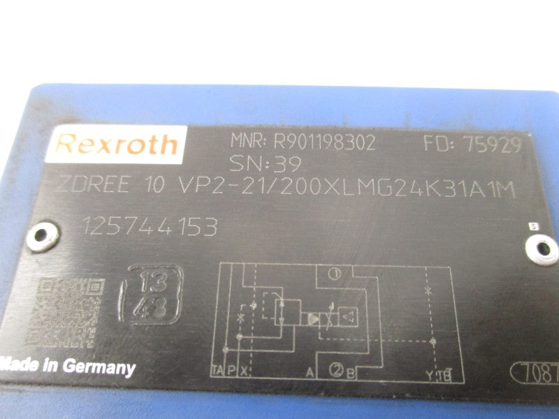 REXROTH ZDREE10VP2-21/200XLMG24K31A1M R901198302 24VDC 1.6A NSNP