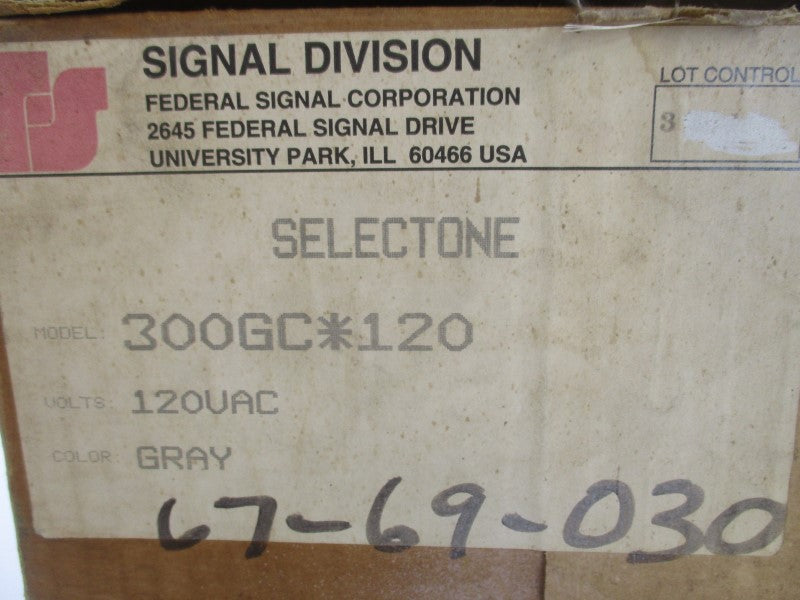 FEDERAL SIGNAL 300GC-120 SER. A2 120VAC .27A (GREY) NSMP