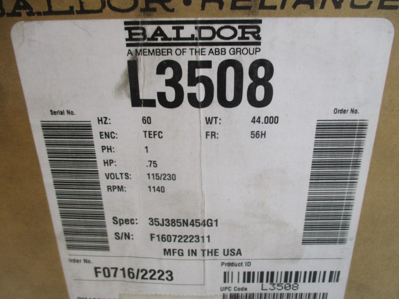 BALDOR L3508 35J385N454G1 115/230V 7.8/3.9A NSMP