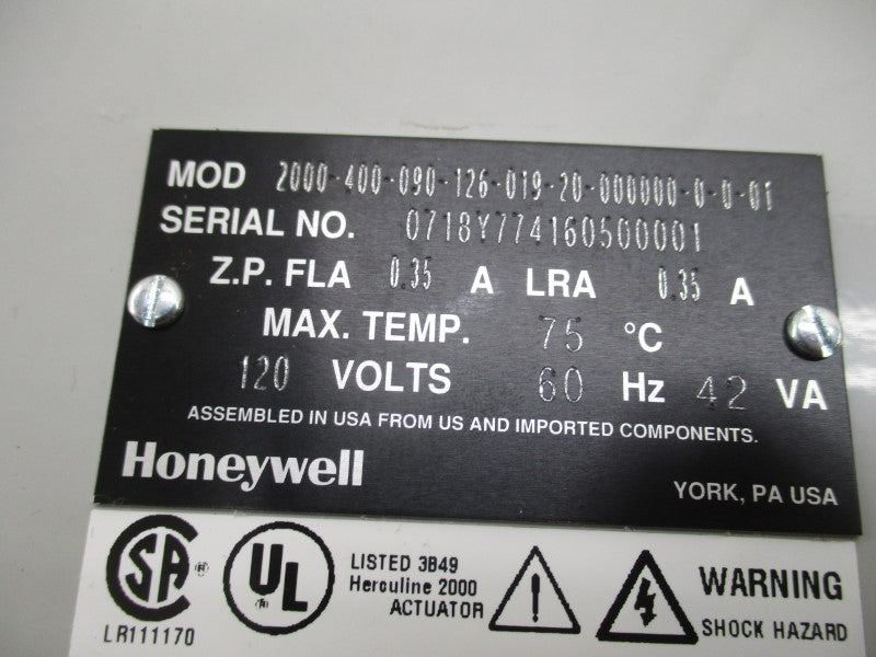 HONEYWELL 2000-400-090-126-019-20-000000-0-0-01 120V .35A NSMP