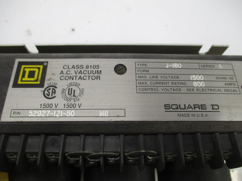 SQUARE D 8105J-160 52927-121 SER. A 1500V 600A (AS PICTURED) NSNP