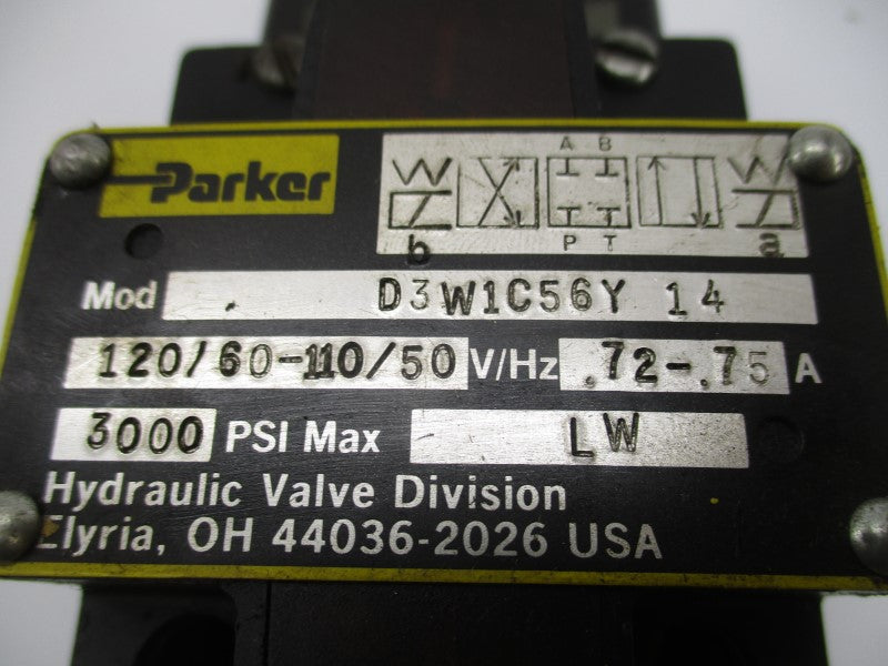 PARKER D3W1C56Y14 110/120V .72-.75A 3000PSI NSNP