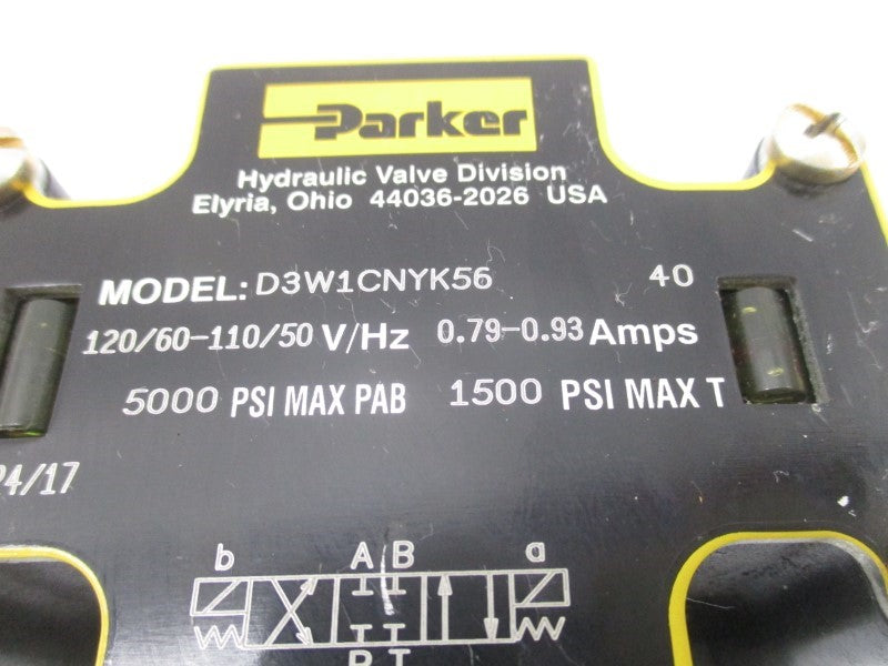 PARKER D3W1CNYK56 110/120V  0.93-0.79A 1500-5000PSI NSNP