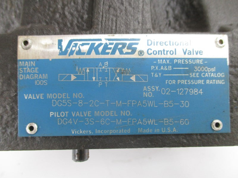 VICKERS DG5S-8-2C-T-M-FPA5WL-B5-30 02-127984 110/120V .48/.46A 3000PSI NSNP