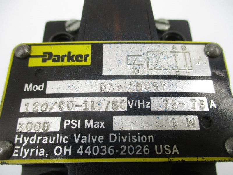 PARKER D3W1B56Y 110/120V .75-.72A 3000PSI NUPI
