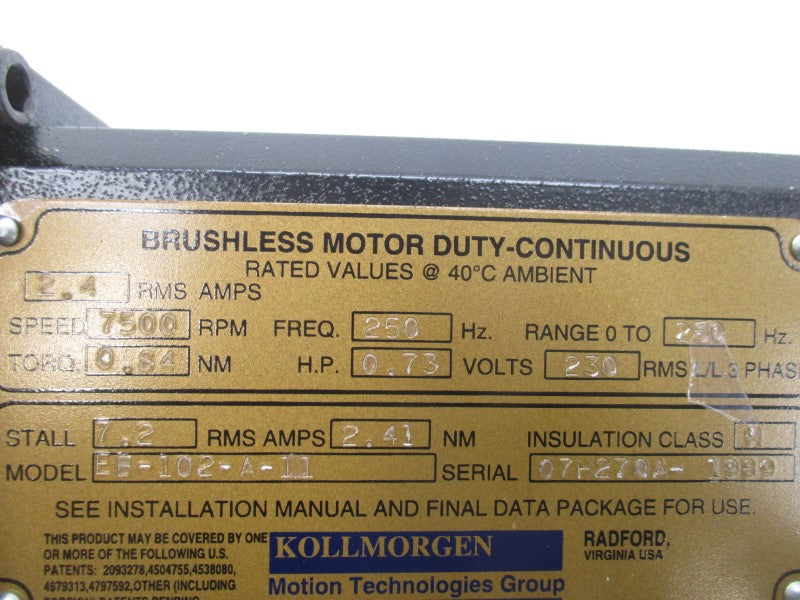KOLLMORGEN EB-102-A-11 AB060-S2-P1 230V 2.41A NSNP