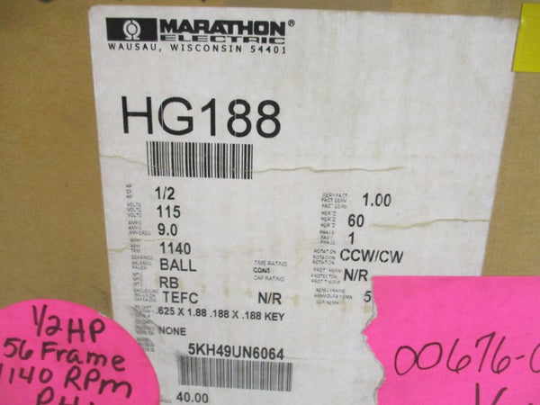 MARATHON ELECTRIC 5KH49UN6064 HG188 115V 9.0A NSMP