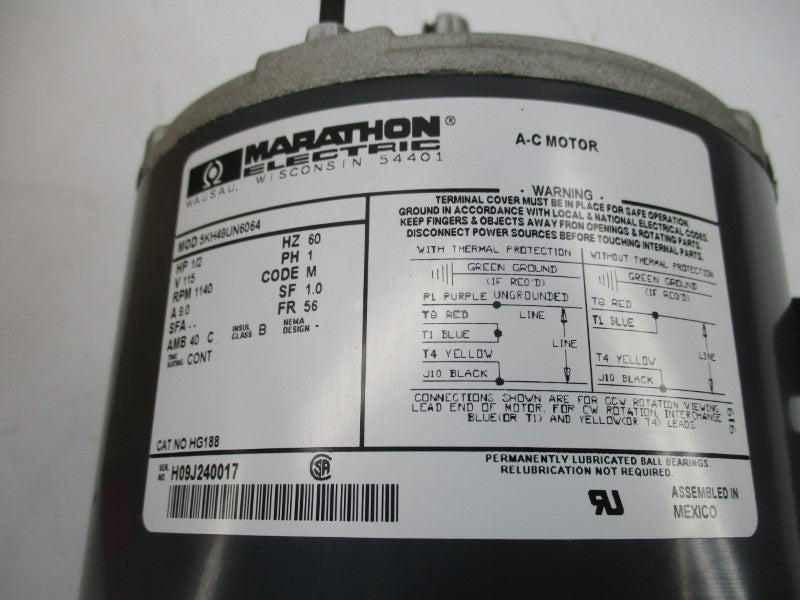 MARATHON ELECTRIC 5KH49UN6064 HG188 115V 9.0A NSMP